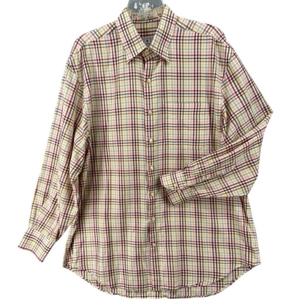 Peter Millar Crown Soft Shirt Mens Sz‎ L Plaid Long Sleeve Button Down Autumn